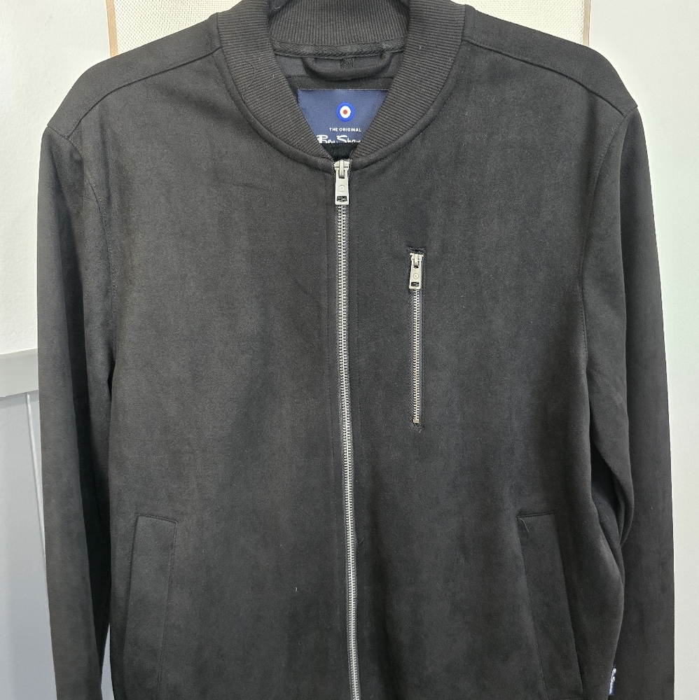 Ben Sherman Black Faux Suede Bomber Jacket